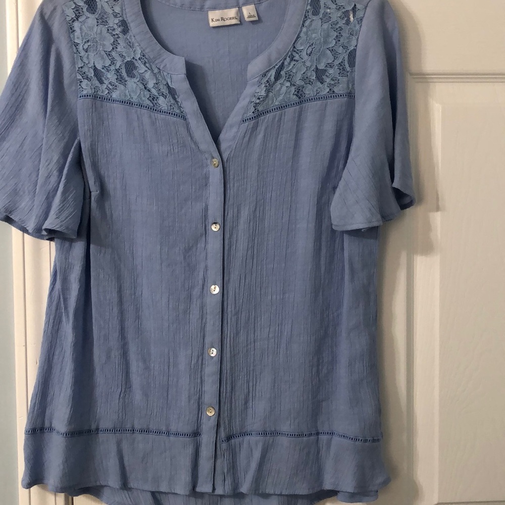 Size large blue top by Kim Rogers
